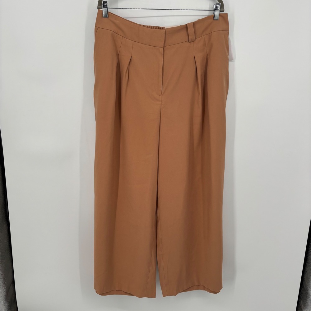 Lane Bryant Plus-Size Wide-Leg Pants Brown/Black Piping Size 14 NWT